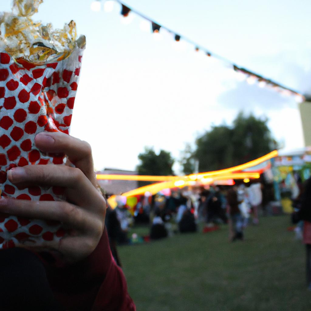 Woman holding popcorn at festival